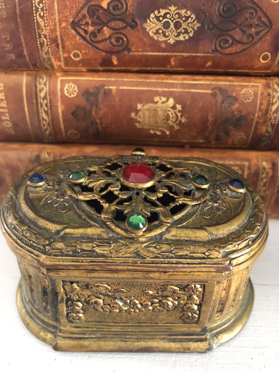 Antique Victorian Casket Jeweled Box Trinket Box V