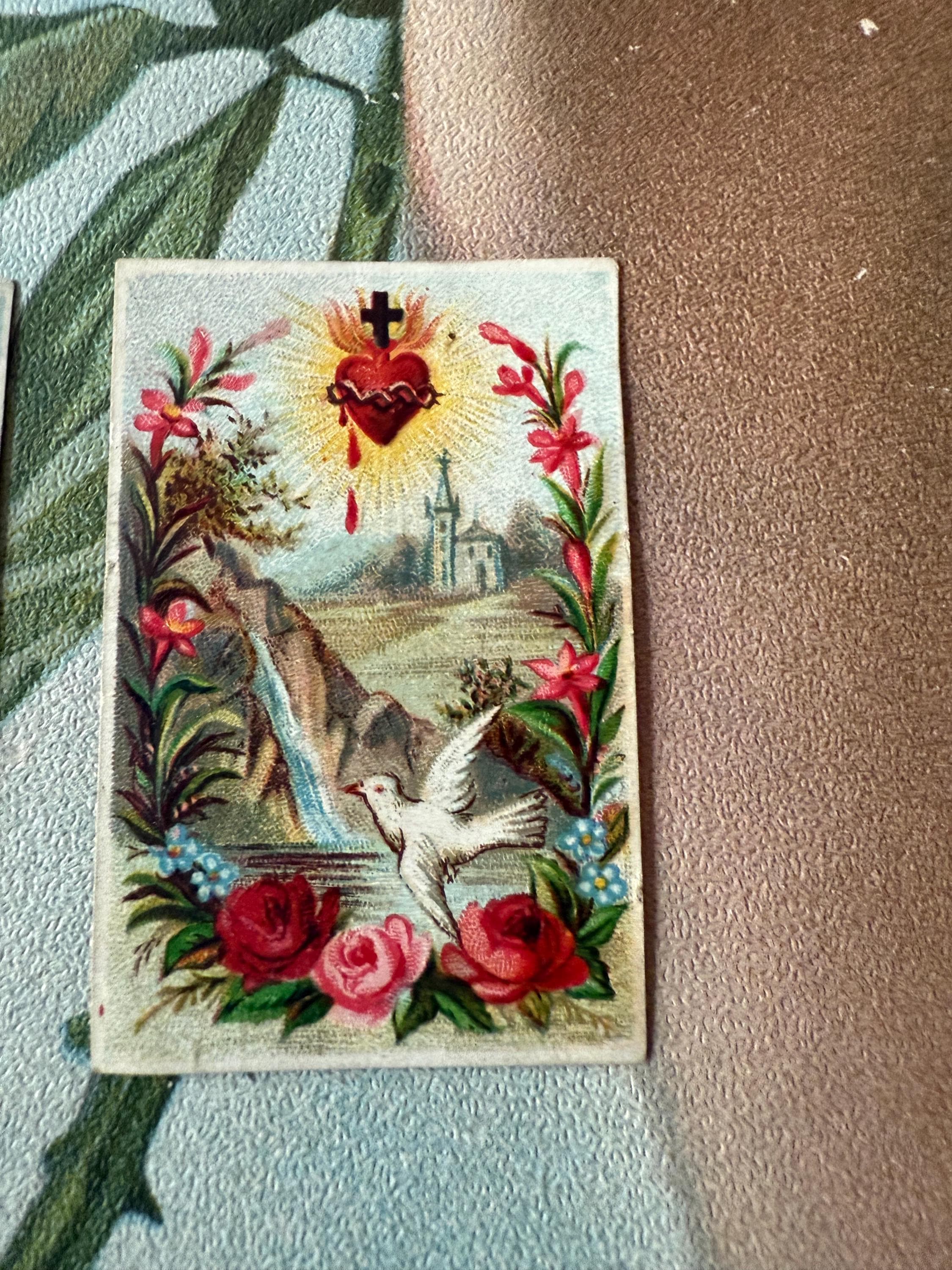 Rare Pair Antique Mini Religious Holy Cards Prayer Cards Tiny Sacred ...