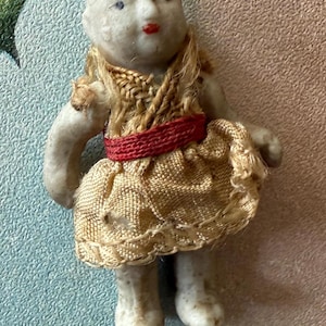 Vintage Bisque Miniature Doll Asian Hand Strung Movable Limbs Dollhouse