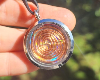 Silver Colour Frequency Imprinted Energy Jewellery, Copper Tesla Coil and Holographic Imprinted Pendant.