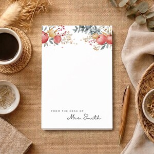 Personalized Teacher Notepad, Custom Name Notepad, Teacher Appreciation Gift, Back to School Gift for Teacher, Watercolor Apple Notepad, 5x7