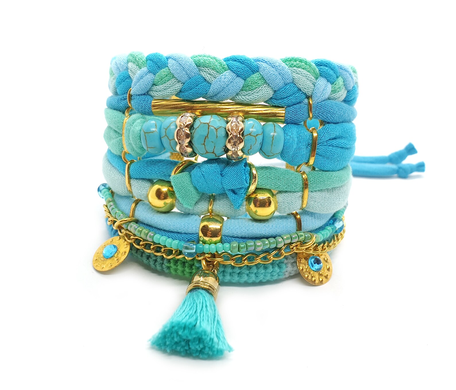 Bohemian Bracelet Turquoise Gypsy Blue Green Boho Bracelet Etsy