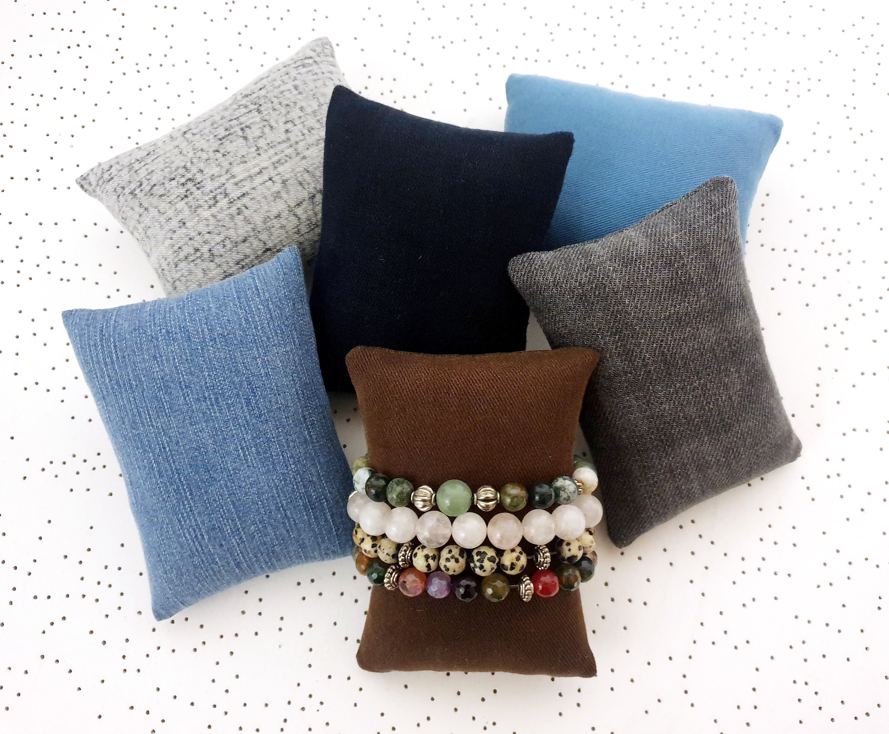 Jewelry Display Bracelet Pillow 6 Pcs Assorted Denim Storage Etsy