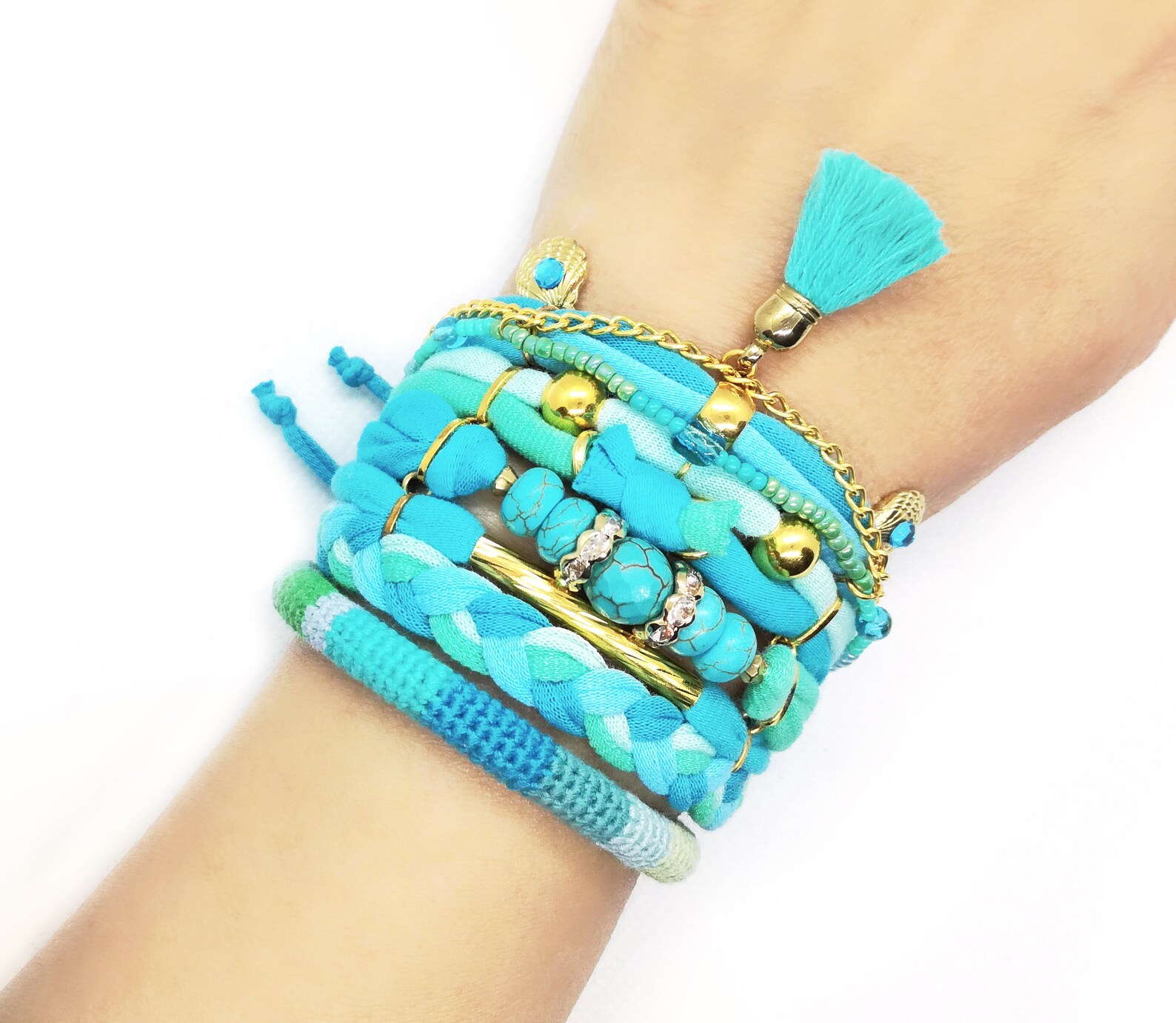Bohemian Bracelet Turquoise Gypsy Blue Green Boho Bracelet Etsy