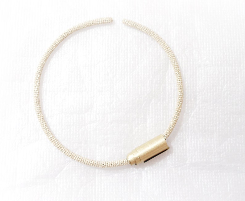 Light Gold Minimalist Choker, Skinny Tube Open Cuff Necklace image 3