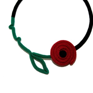 Barbed Rose Necklace, Crochet Flower Choker, Red Rose Necklace image 2