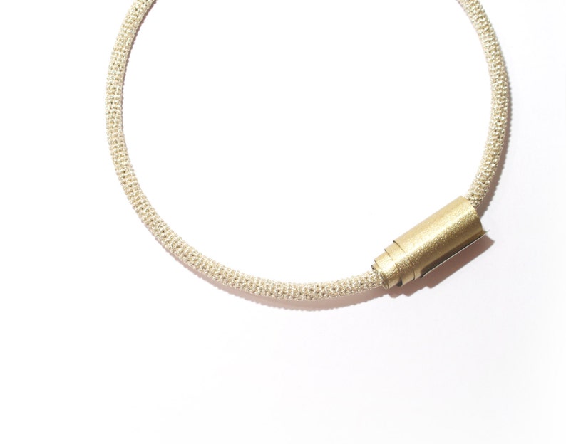 Light Gold Minimalist Choker, Skinny Tube Open Cuff Necklace image 1