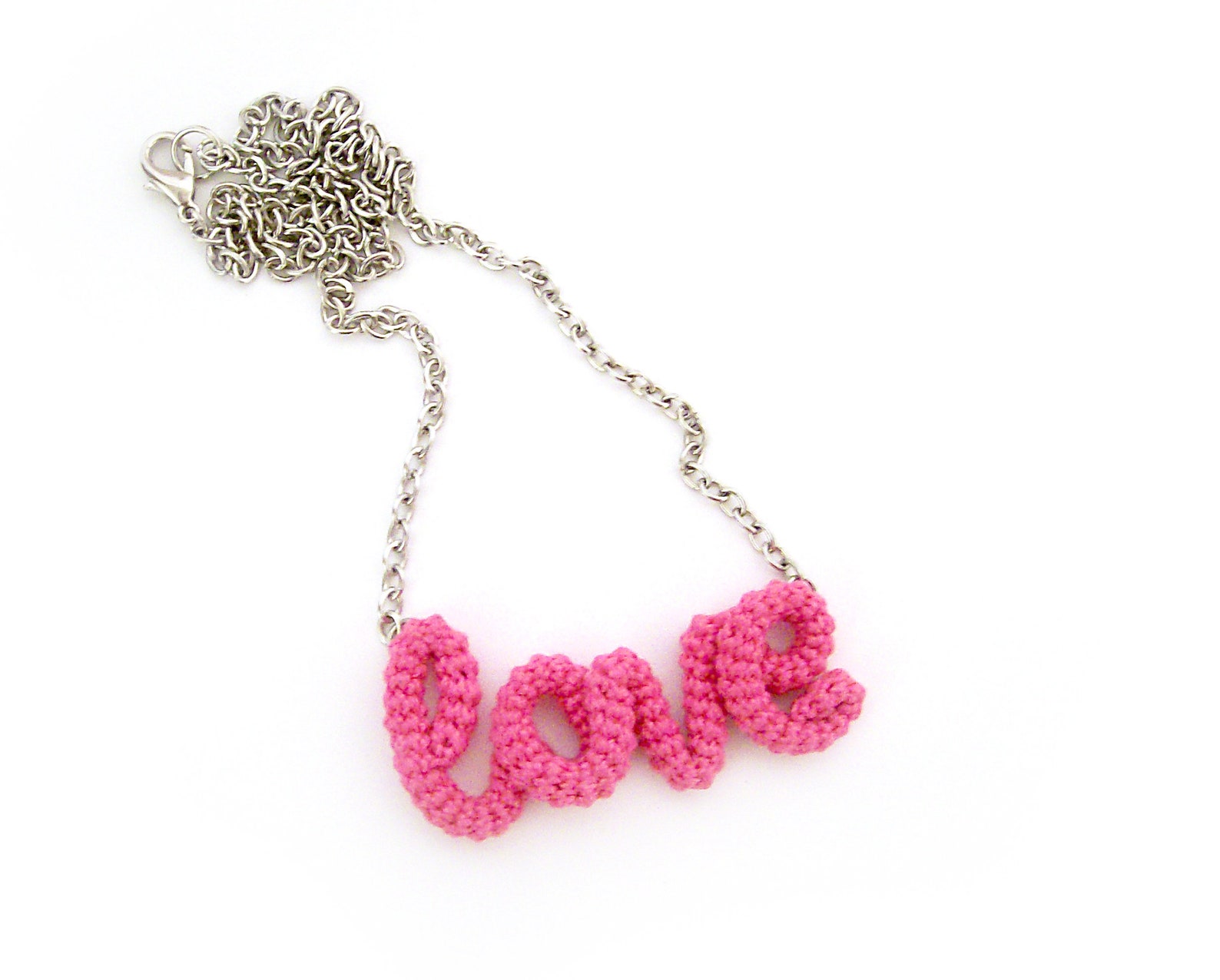 Inspirational Word Necklace Handwritten Word Crochet Tube Etsy