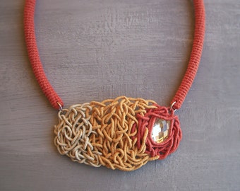 Orange Interwoven Necklace one-of-a-kind Gift for Mom