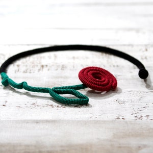 Barbed Rose Necklace, Crochet Flower Choker, Red Rose Necklace image 1