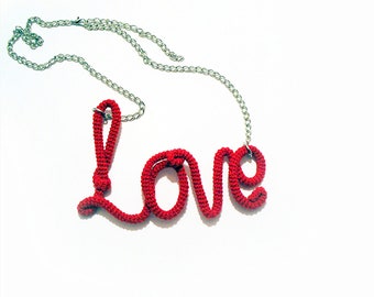 Scarlet Love Necklace, Red Love Pendant, Funny Necklace, Valentines Day Gift