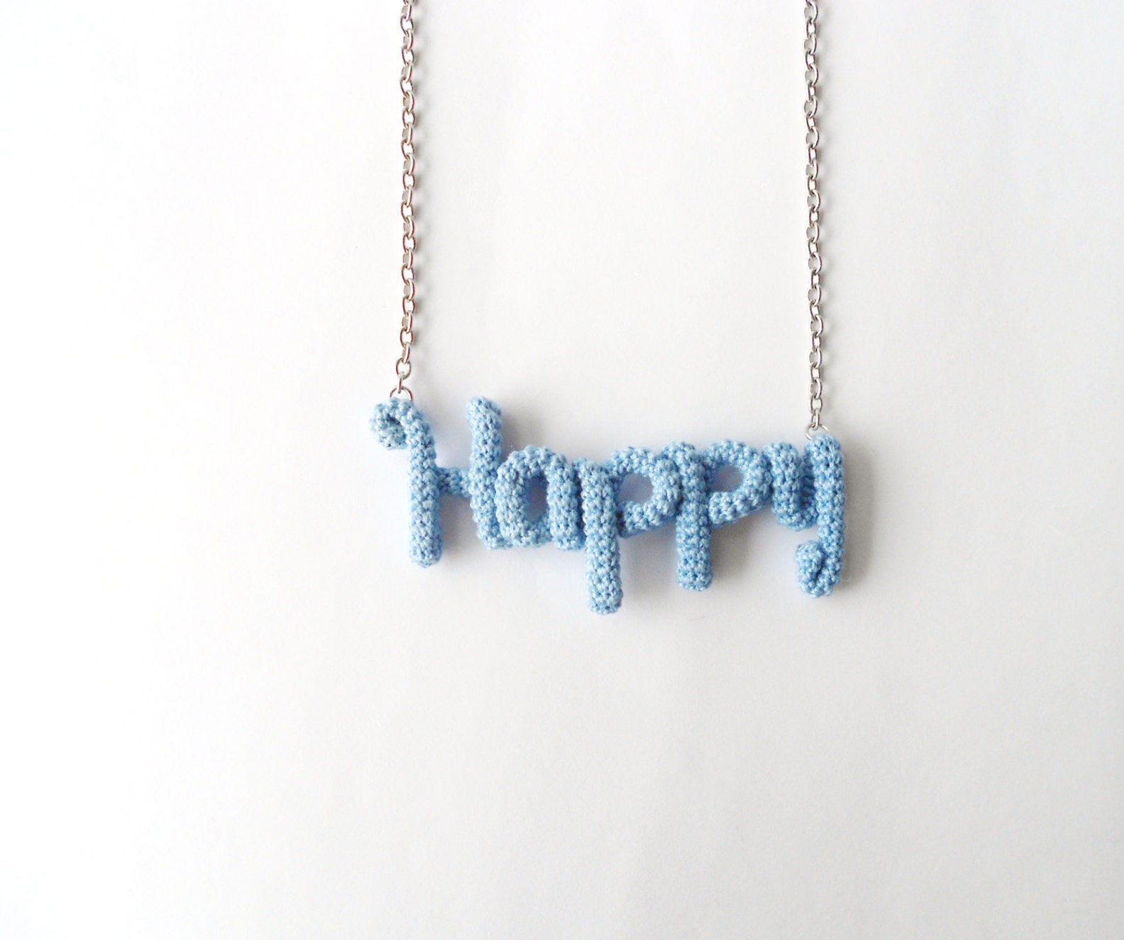 Happy Necklace Word Pendant Happiness Inspirational Necklace Etsy UK