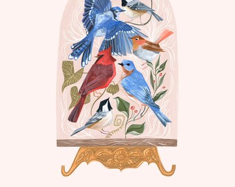 Bird Terrarium Art Print 11x14