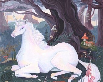 Secret Unicorn Art Print 11x14 Fine Art Print