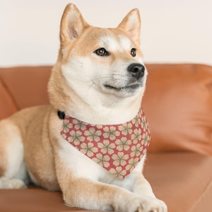 Japanese Dog Bandana Collar – Sakura Pink Cherry Blossom | Adjustable Pet Collar for Dogs, Dog Mom Gifts, Pet Gifts, Cute Dog Accessories