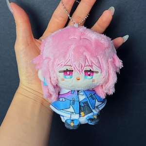 March 7th Plushie and Keychain, Honkai Star Rail Plushie, HSR plush toy for backpacks, key charm, March 7th chibi plush doll, birthday gift,