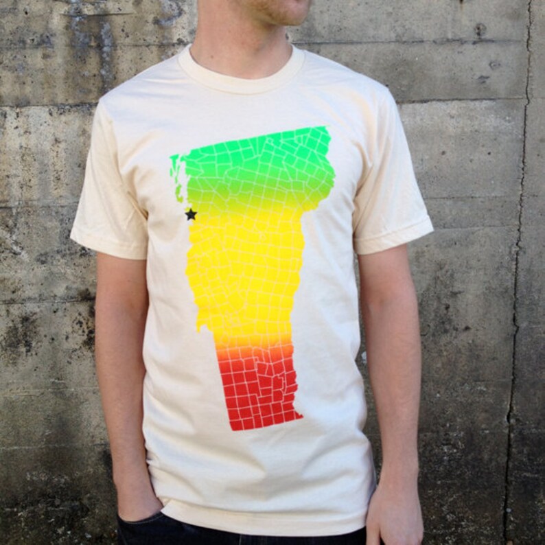 Vermont VT Towns Burlington Rasta Tshirt Men's / Unisex Etsy