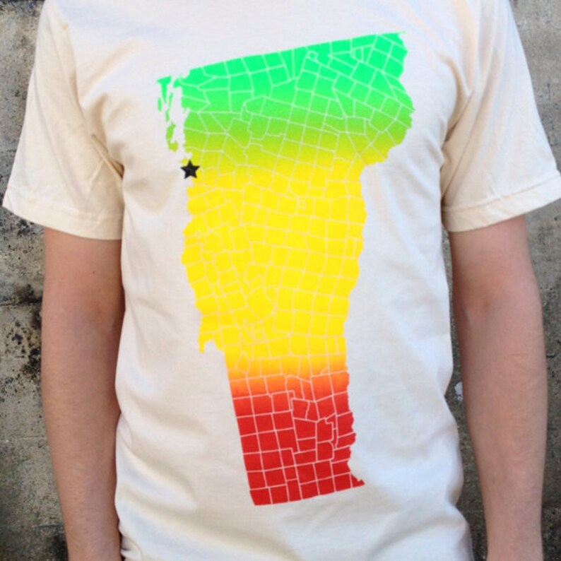 Vermont VT Towns Burlington Rasta Tshirt Men's / Unisex Etsy