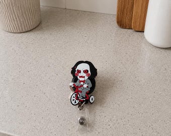 Horror Movie Inspired Retractable ID Badge Holder | Halloween Nurse Badge | Teacher Badge Reel