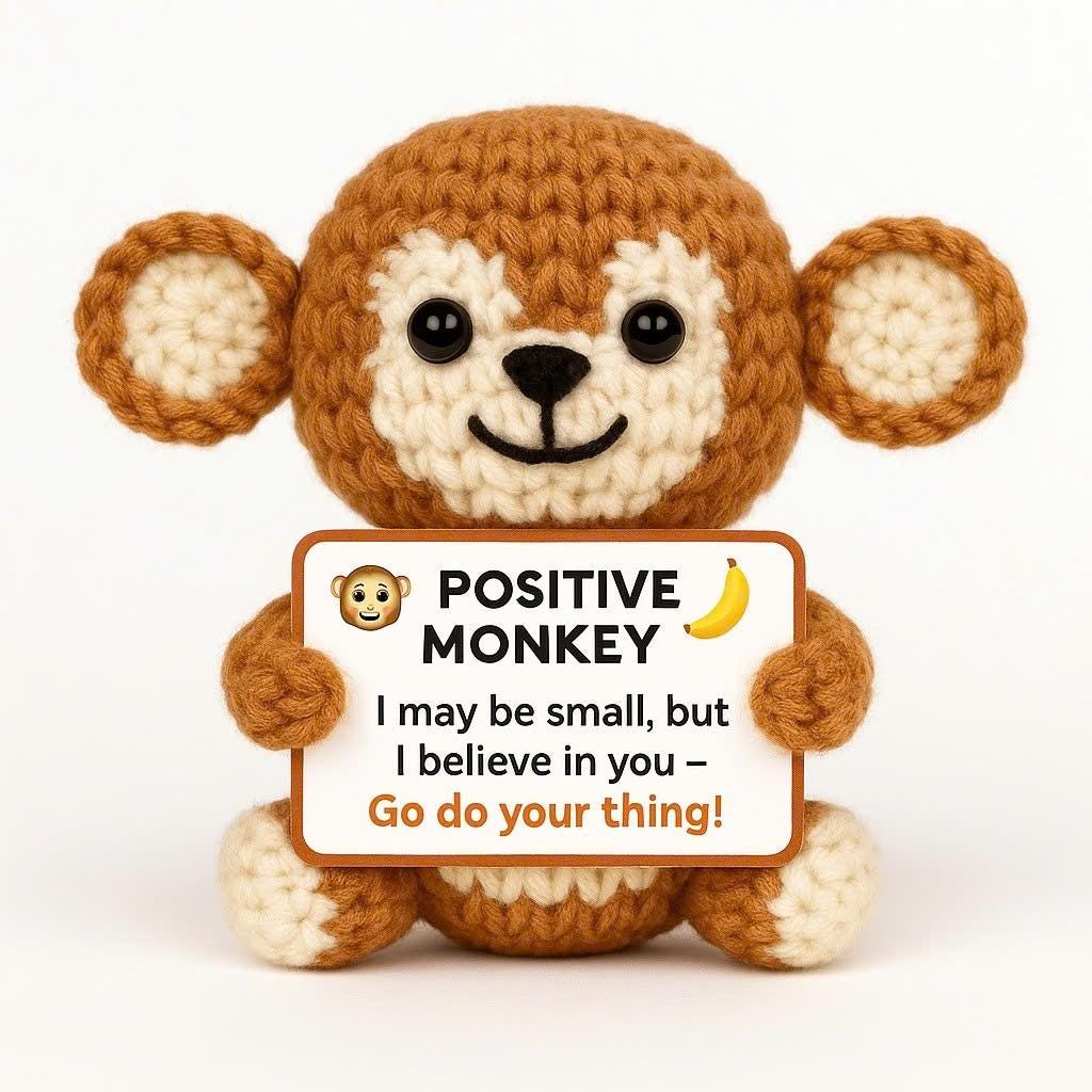 Mouton Au Crochet Positif Avec Carte – Décoration De Table Mignonne Pour Salon, Bureau, Cadeau Inspirant