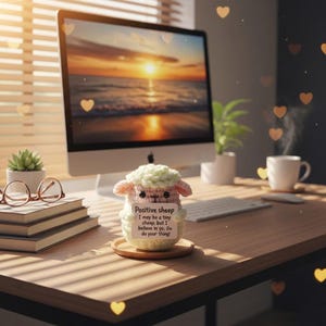 Funny Crochet Sheep Positive With Desk Decoration, Emotional Support Sheep Toy Plushies, Birthday Gift, Gifts For Children, Interesting Gift