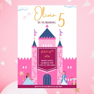 Castle Birthday Invitation, Customizable Princess Invite, Instant Download, Fairytale Party Template for Girls