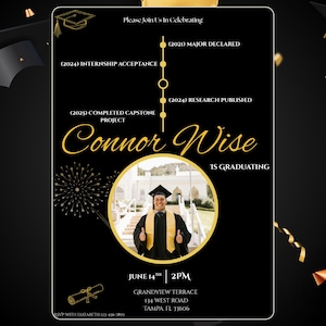 Modern Graduation Party Invitation: Editable Timeline Template (Digital Download)