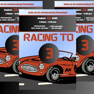 Animated Racing to Three Birthday Invitation Template
