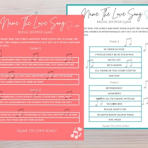 Bridal Shower Game: Name That Love Song (Digital Download)