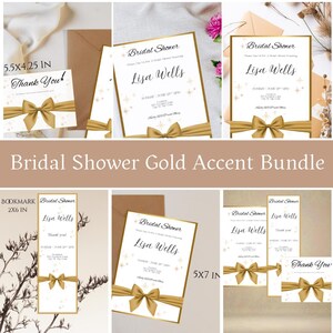 Gold Accent Bridal Shower Invitation Bundle (Instant Download)