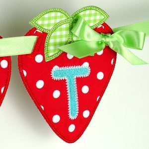 Strawberry Banner In The Hoop Project Machine Embroidery Designs Applique Patterns in 5 sizes 4", 5", 6", 7" and 8"