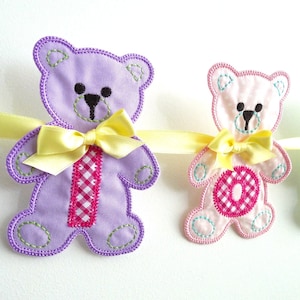 Teddy Bear Banner ITH project Applique Machine Embroidery Design Pattern in 6 sizes 4&quot;, 5&quot;, 6&quot;, 7&quot;, 8&quot; and 9&quot;