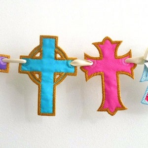 Cross Banner ITH Project Machine Embroidery Design Applique Pattern 2 variations in 5 sizes 4, 5, 6, 7 and 8 image 3