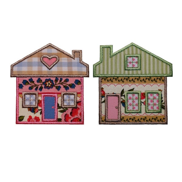 Bungalow and Farmhouse Set of Machine Embroidery Designs Applique Patterns 2 house variations in 3 sizes 4", 5", 6"