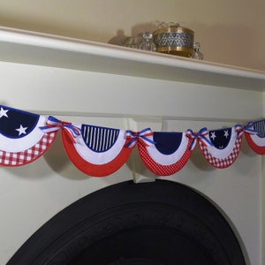 Patriotic Bunting In The Hoop Banner Machine Embroidery Design Applique Patterns done In-The-Hoop 6 sizes 5&quot;, 6&quot;, 7&quot;, 8&quot;, 9&quot; and 10&quot;