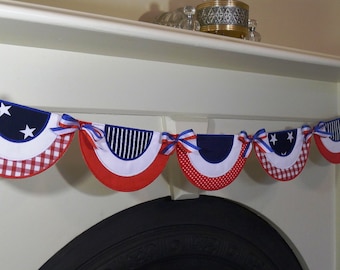 Patriotische Bunting im Muster Hoop-Banner-Maschine Stickerei Design Applique Größen fertig In-The-Hoop-6, 5 ", 6", 7 ", 8", 9 "und 10"