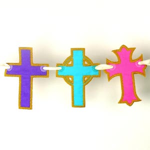 Cross Banner ITH Project Machine Embroidery Design Applique Pattern 2 variations in 5 sizes 4, 5, 6, 7 and 8 image 1