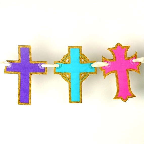 Cross Banner Ith Project Machine Embroidery Design Applique Etsy