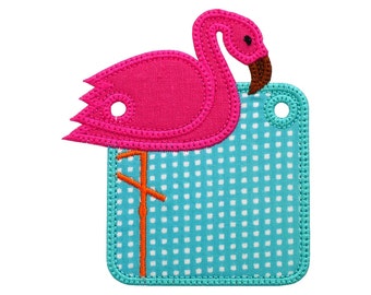 Flamingo Banner In The Hoop Project Machine Embroidery Designs Applique Pattern ITH in 5 sizes 4", 5", 6", 7" and 8"