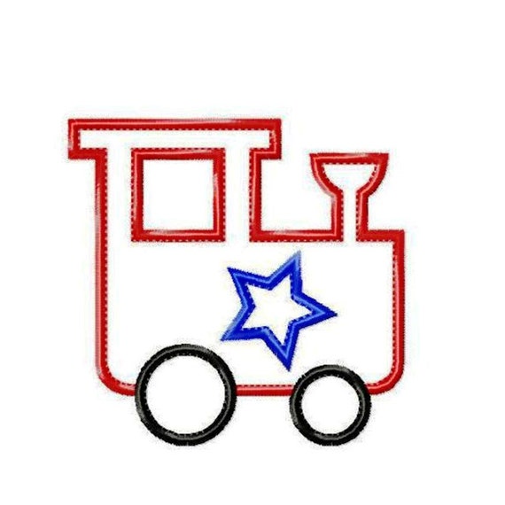 Train Engine and Tender Applique Machine Embroidery Design Boy 