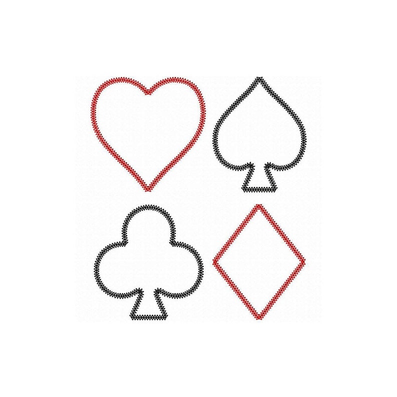 Playing Card Symbols Appliques Machine Embroidery Design Etsy