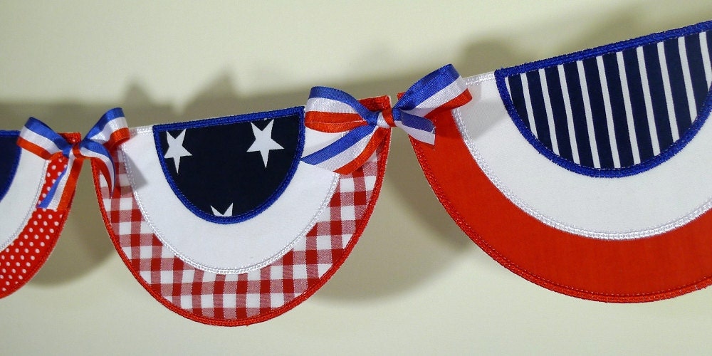 Patriotic Bunting in the Hoop Banner Machine Embroidery Design Etsy