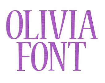 Olivia Font Maschine Stickerei Design Pattern in 4 Größen, 2", 3", 4" und 5"