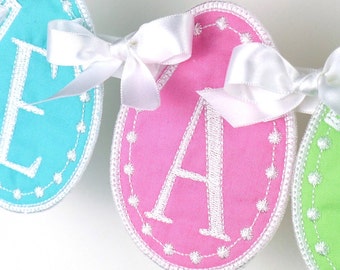 Easter Egg Banner In The Hoop Banners Machine Embroidery Designs Applique Patterns all done In-The-Hoop in 5 sizes 4", 5", 6", 7", 8"