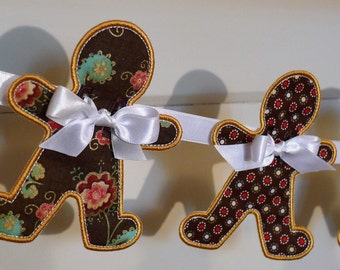 Lebkuchen Mann Banner Maschine Stickerei Applique Entwurfsmuster alles getan In den Hoop 2 Variationen 4 Größen, 4 ", 5", 6 "und 7"