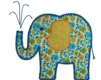 Elina  Elephant Machine Embroidery Applique Design Pattern in 5 sizes 3", 4", 5", 6" and 7"