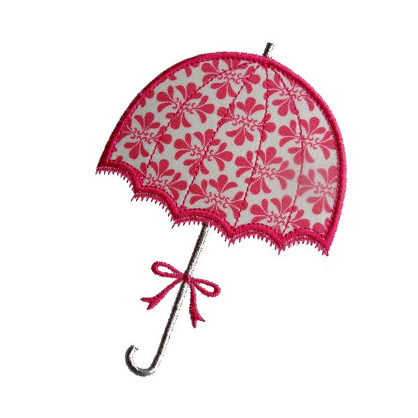Umbrella Appliques Machine Embroidery Designs Applique Patterns 2 variations in 5 sizes 3", 4", 5", 6" and 7"