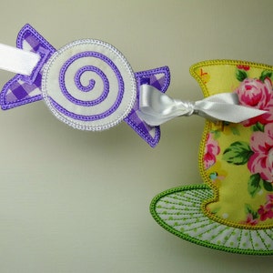 Candy Piece Banner Spacer In The Hoop Banner Machine Embroidery Design Applique Patterns all done In-The-Hoop 4 sizes 4&quot;, 5&quot;, 6&quot; and 7&quot;