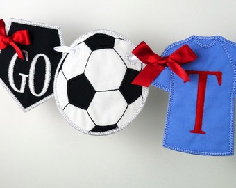 Association Football Banner ITH Project Applique Machine Embroidery Design Patterns all done in the hoop 3 variations Soccer