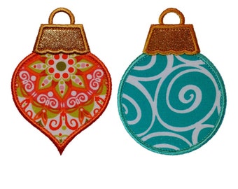 Christmas Tree Bauble Set of Appliques Machine Embroidery Designs Applique Patterns 2 variations in 3 sizes 3", 4" and 5"